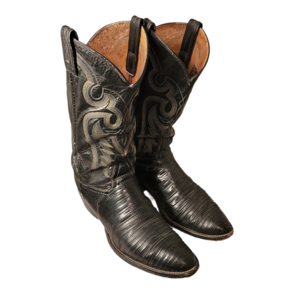 Bottes de cowboy vintage Tony Lama Teju lézard homme 9 EEE 8536 cuir